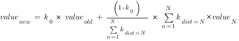 SMP smoothing formula for one vertex, using the values of its first-degree neighbors